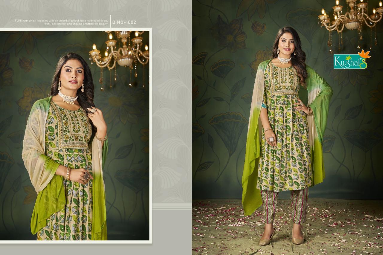 Kushals By Noor Rayon Printed Kurti With Bottom Dupatta Catalog